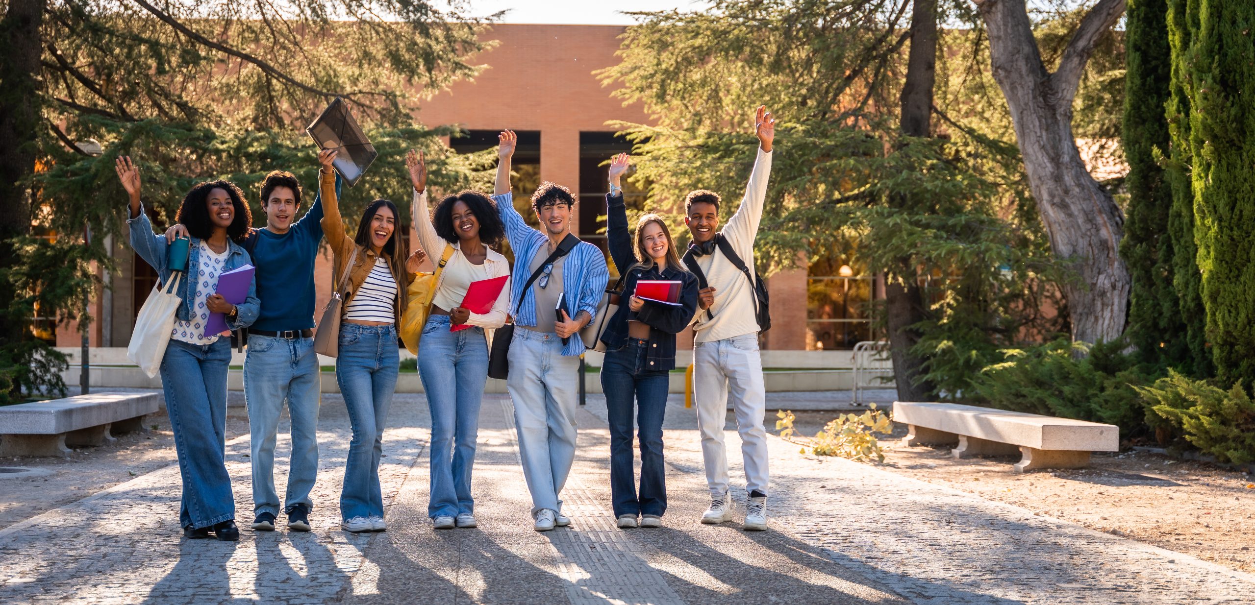 Students celebrating academic success